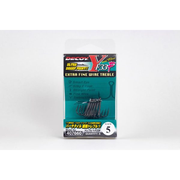 Decoy Y-F33F Extra Fine Wire #3 Ösen-Drillingshaken mit Widerhaken 6 Stk.