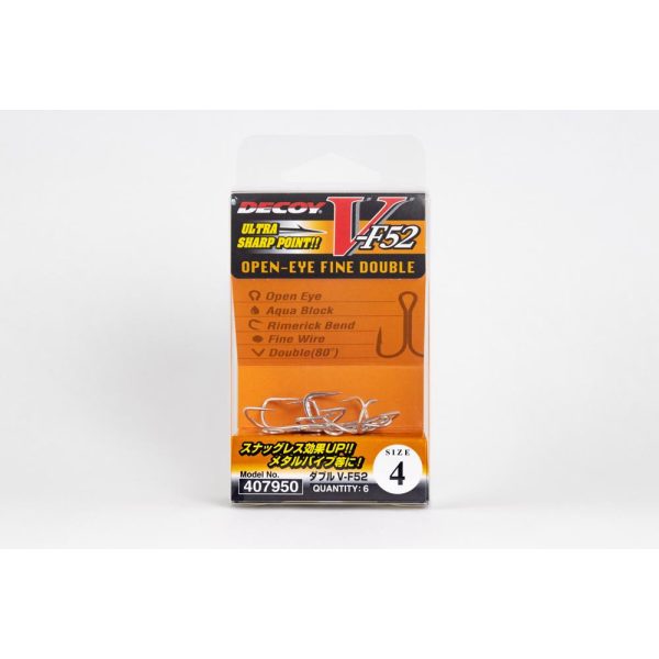 Decoy V-F52 #4 Zwillingshaken mit Öhr und Widerhaken 6Stk