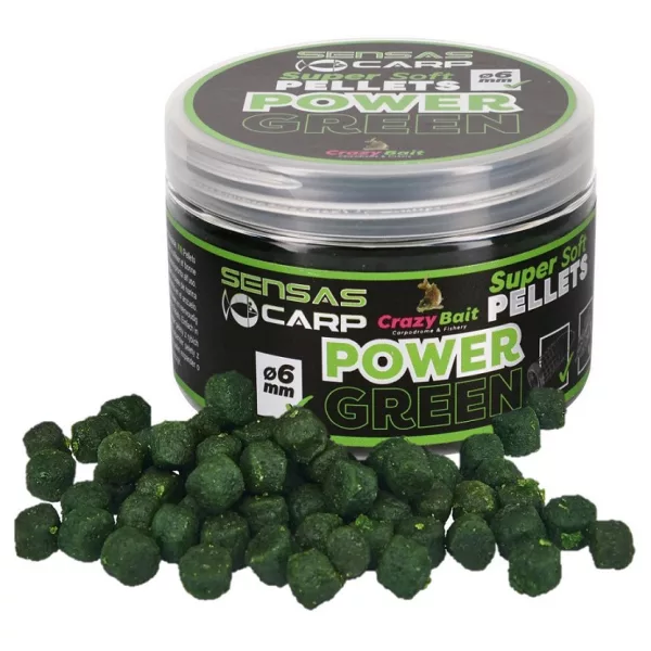 Sensas Super weich Power Green 6mm Hakenpellet 60gr