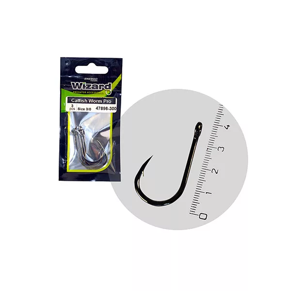 Wizard Catfish Worm Pro Brazed mit Öhr und Widerhaken 4/0 Wels-Haken
