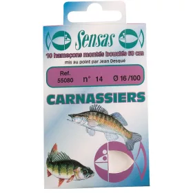   Sensas Predator Strong Bronz 60cm 0,22mm 6 Monofil Vorgebundener Haken 10 Stück