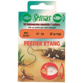   Sensas Feeder Etang 100cm 0,1mm 18 Monofil vorgebundener Haken 10 Stk.
