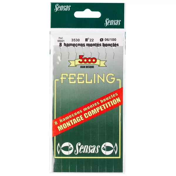 Sensas Feeling 3530 Bronze 18cm 0,08mm 18 Monofil vorgebundener Haken 8 St.