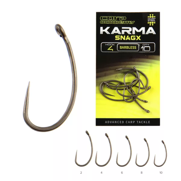 Carp Academy Karma SnagX 2 geöster Haken ohne Widerhaken 10db