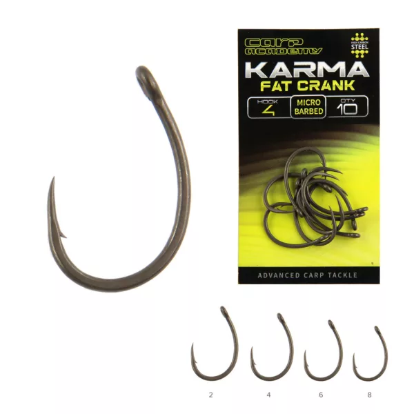 Carp Academy Karma Fat Crank 8 geöster Haken mit Widerhaken 10db