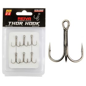   Reiva Treble Hook TR-19 Schwarz 6 6 Stk./Packung Öhrhaken mit Widerhaken für Raubfische