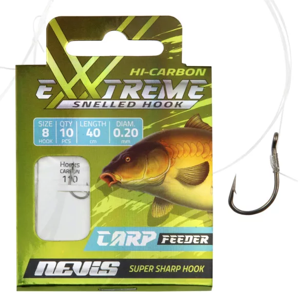 Nevis 12 mit Widerhaken, mit Öhr 40cm 0,18mm Monofile Vorgebundener Feederhaken 10 Stk.