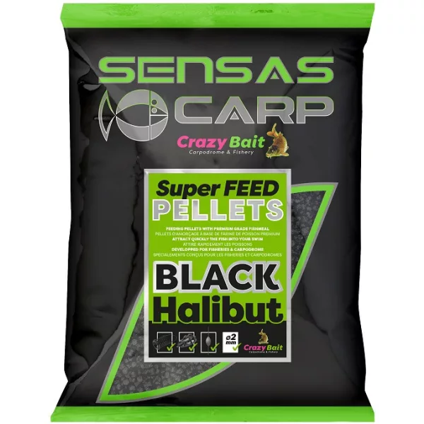 Sensas Super Feed Pellets Black Halibut 2mm Futterpellets 700gr