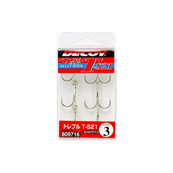 Decoy T-S21 Belly Hook #8 Öhr-Widerhaken-Drillingshaken 6 Stk.