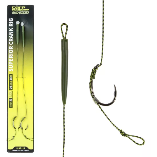 Carp Academy Crank Hook Rig 4 20cm Geflochtenes Karpfenvorfach 2Stk.
