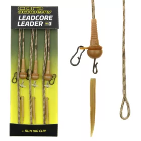   Carp Academy Vorgebundenes Leadcore Vorfach Run Rig mit Bleiclip montiert 3 Stück