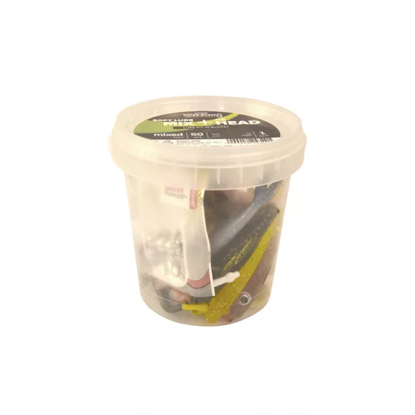 Wizard Soft Lure Mix 50 Stk. Kunstköder + 4 Stk. Haken