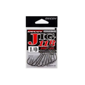   Decoy Jig11B Strong Wire Black #2/0 Haken mit Öse und Widerhaken, Einzel-Jighaken 8Stk.