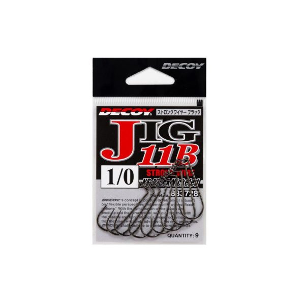Decoy Jig11B Strong Wire Black #4/0 Einzelhaken mit Öhr und Widerhaken für Jig 6Stk