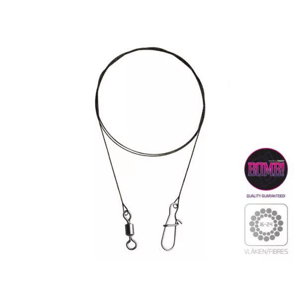 Delphin Wolframdraht BOMB! mit Wirbel und Karabiner / 24 Stränge 2 Stk./40cm/14kg