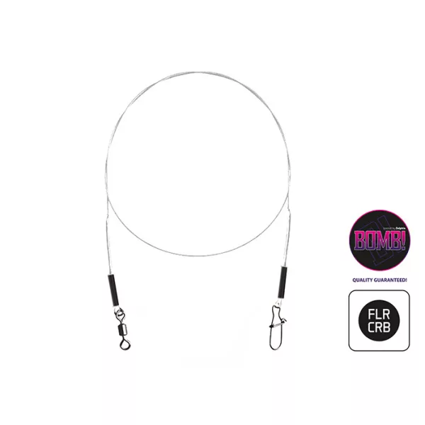 Delphin Fluorocarbon Vorfach BOMB! mit Wirbel und Karabiner 2ks/35cm/13kg
