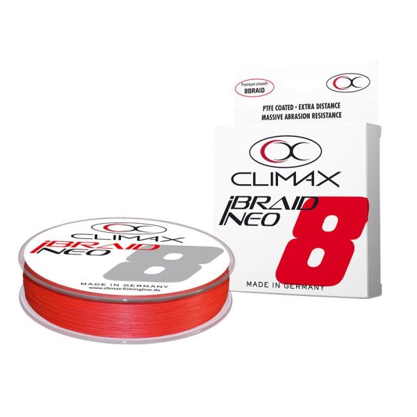 Climax iBraid Neo X8 Fluo Red 135m 0,12mm 8,5kg Geflochtene Hauptschnur