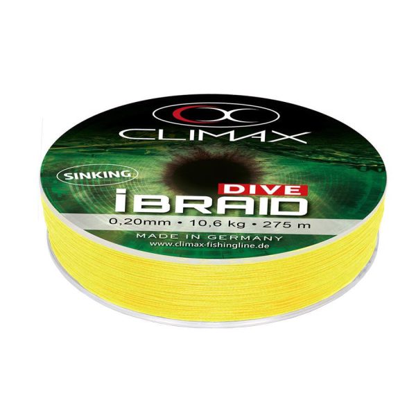 Climax iBraid Dive Sinking Fluo Yellow 135m 0,10mm 4,1kg Geflochtene Hauptschnur