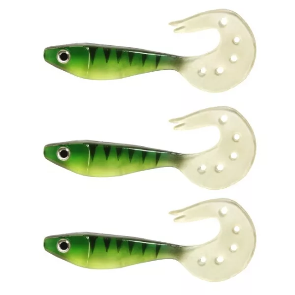 Nevis Twister Shad Vantage Perch 9cm 6,56gr Grün-Weiß Plastikköder 3 Stk.