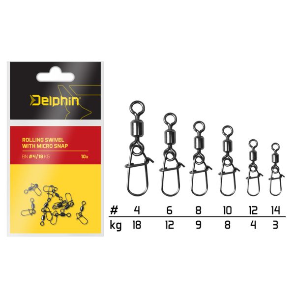 Delphin Rolling-Wirbel mit Micro-Karabiner / 10db 6/12kg
