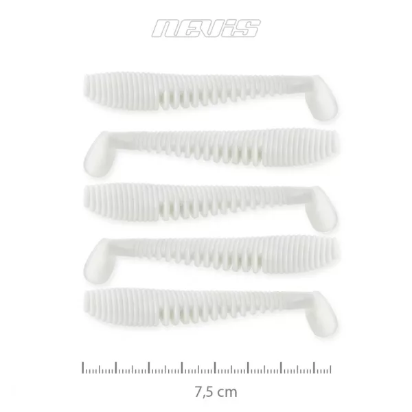 Nevis Impulse Shad 7,5cm 3,05gr 5Stk/Pckg Weiß Plastikköder