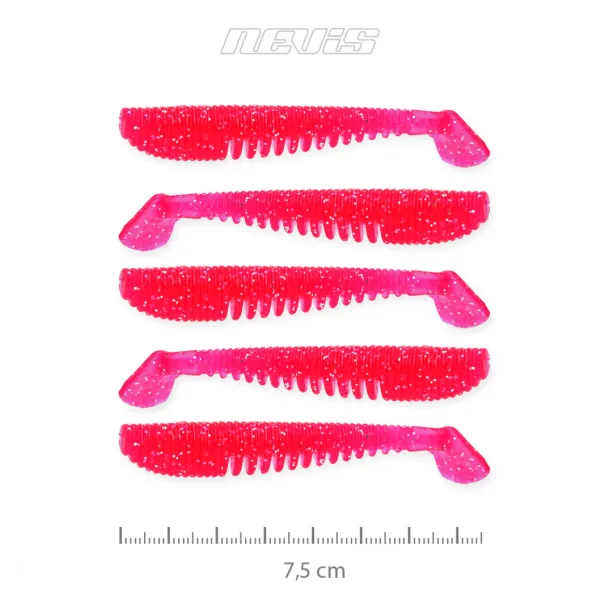 Nevis Impulse Shad 7,5cm 3,05gr 5Stk/Pckg Pink Glitzer Plastikköder