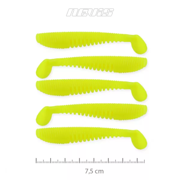 Nevis Impulse Shad 7,5cm 3,05gr 5Stk/Pckg Zitronengelb Plastikköder