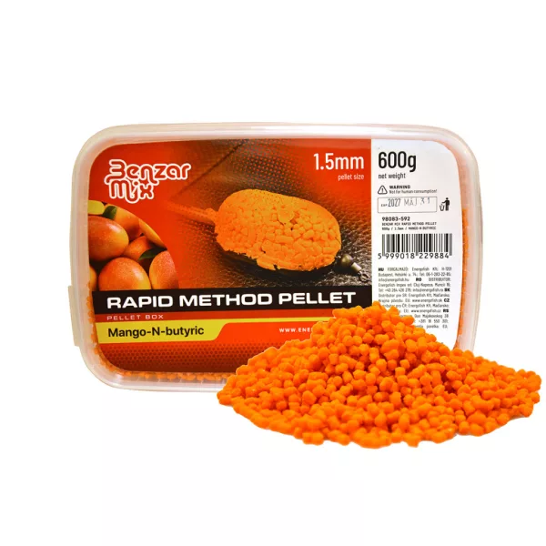 Benzár Mix Rapid Method Pellet 1,5mm Mango-Buttersäure Pellet Box 600gr
