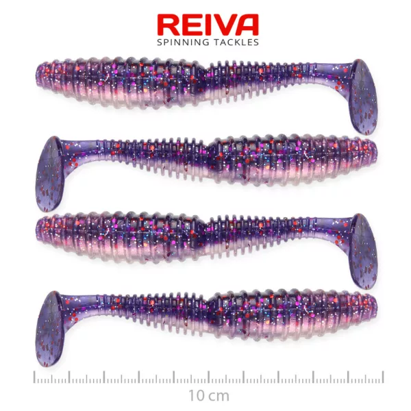 Reiva Zander Power Shad Purple Pearl 10cm Kunststoffköder 4Stk