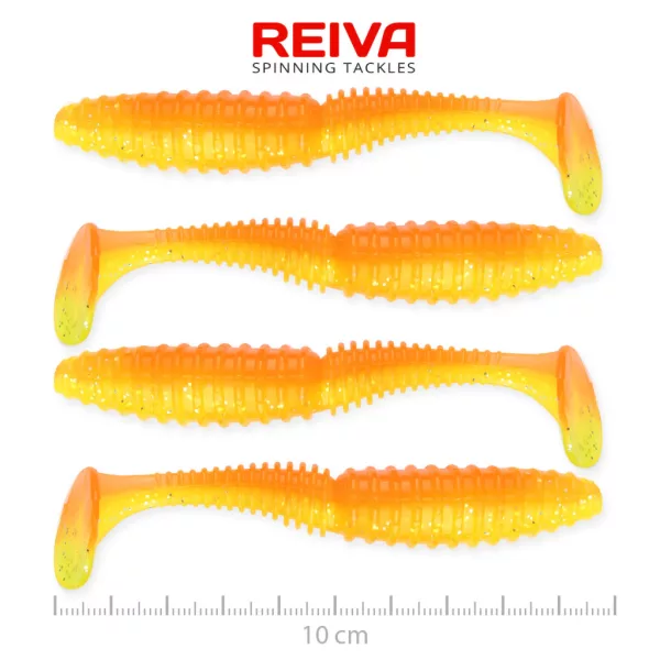 Reiva Zander Power Shad Shiny Orange 10cm Kunststoffköder 4Stk