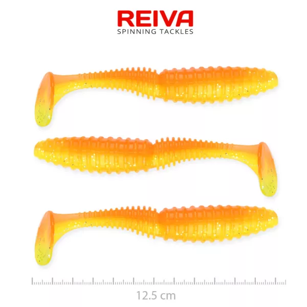 Reiva Zander Power Shad Glänzendes Orange 12,5cm Kunststoffköder 3 Stk.
