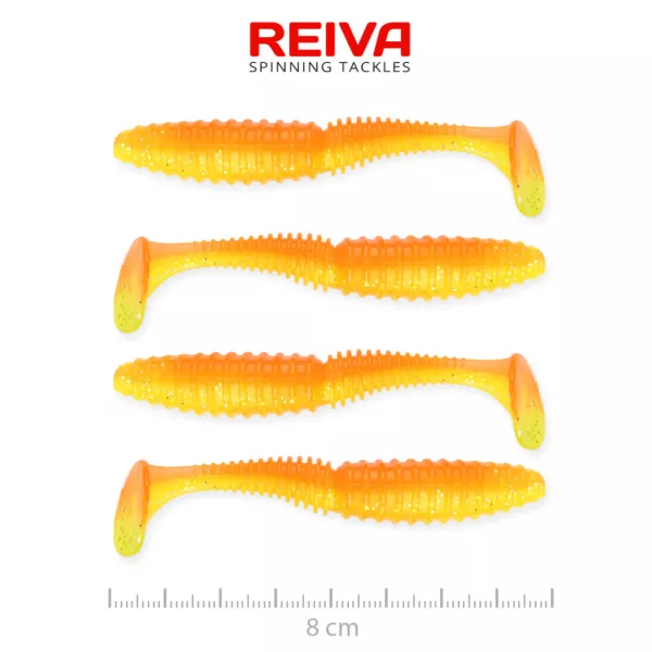 Reiva Zander Power Shad Glänzendes Orange 8cm Kunststoffköder 4 Stk.