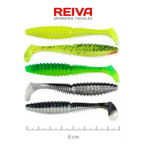 Reiva Zander Power Shad 8cm 3,18gr 5 Stk./Pack (5 Farben) Gummiköder