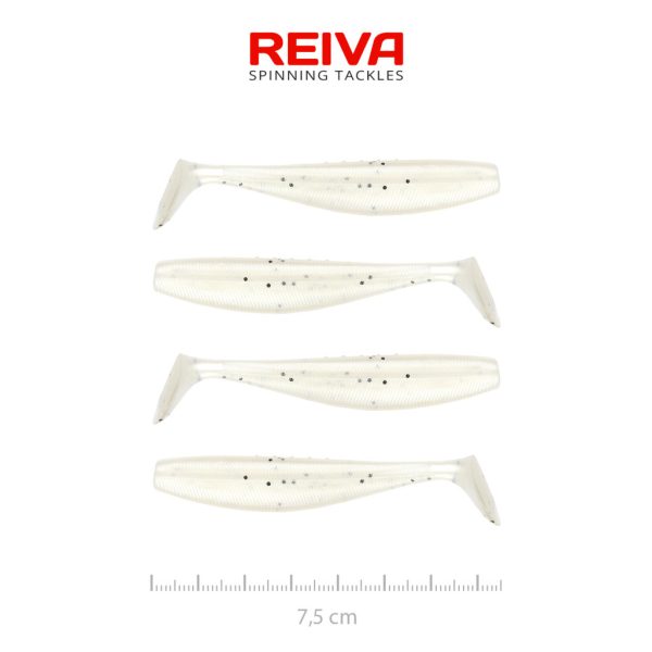 Reiva Flat Minnow Shad 7,5cm Pearl Dot Plastik-Köder 4 Stk.