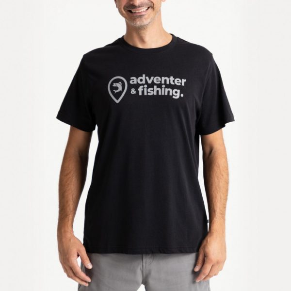 Adventer & Fishing Schwarz S Kurzarm-T-Shirt