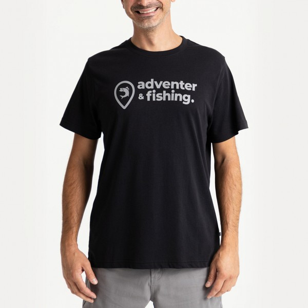 Adventer & Fishing Schwarz M Kurzarm-T-Shirt