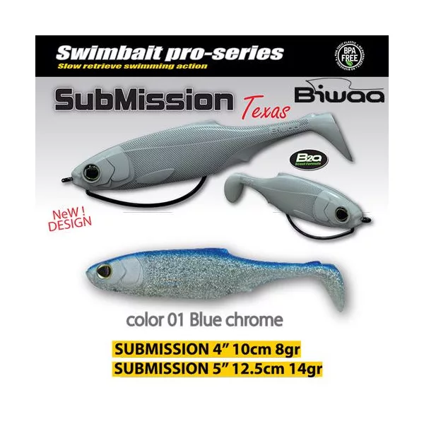 Biwaa Submission 13cm 01 Blue Chrome Gummifisch 3 Stück