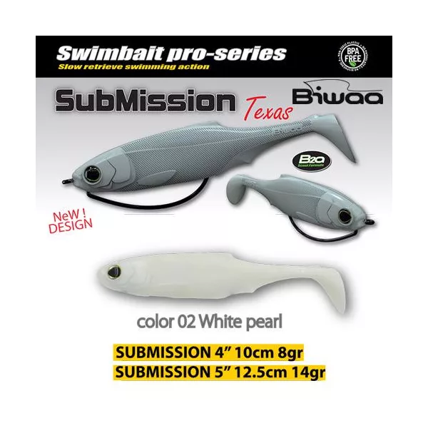Biwaa Submission 13cm 02 Pearl White Gummifisch 3Stk.