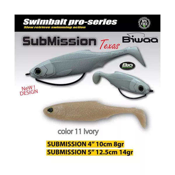 Biwaa Submission 13cm 11 Ivory Gummifisch 3 Stück