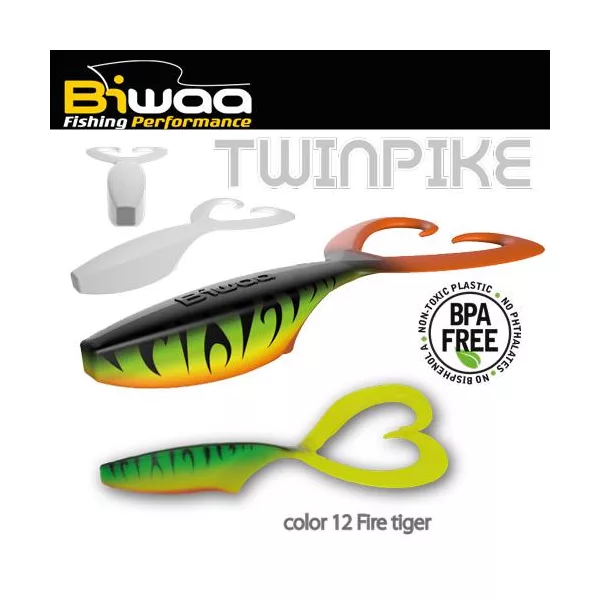 Biwaa Twinpike 15cm 24gr 12 Fire Tiger Gummifisch 3 Stk.