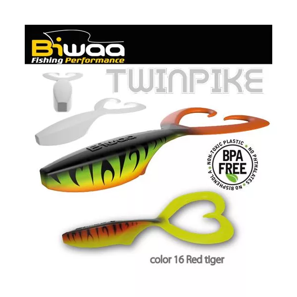 Biwaa Twinpike 15cm 24gr 16 Red Tiger Gummifisch 3 Stk.