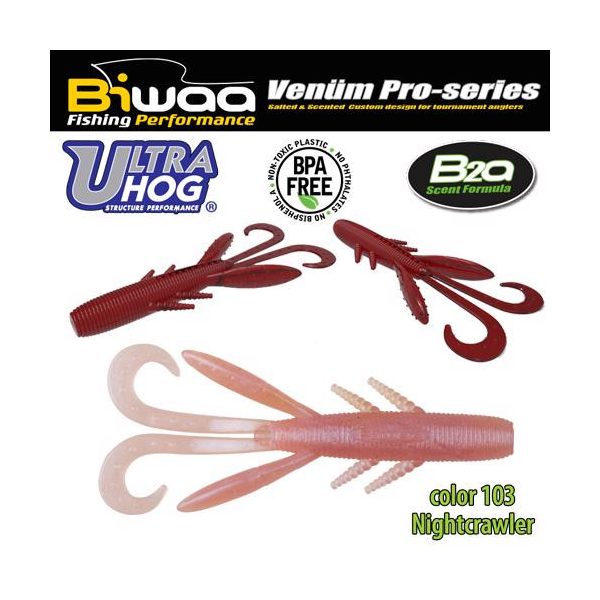 Biwaa Ultra Hog 7,5cm 103 Nightcrawler Gummiköder 10 Stk.