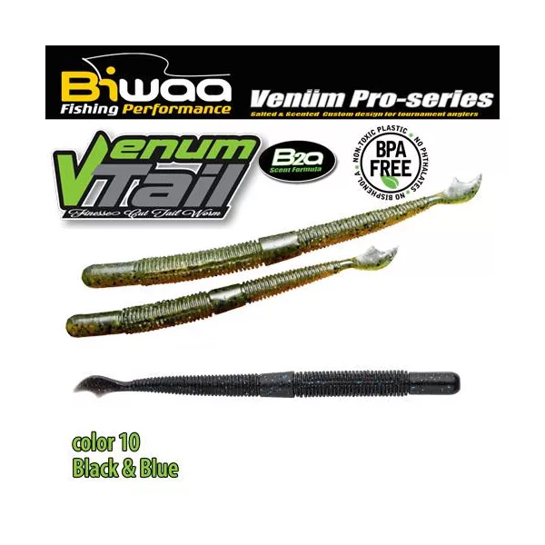 Biwaa Venum Tail 10cm 10 Black & Blue Gummiköder 10Stk.