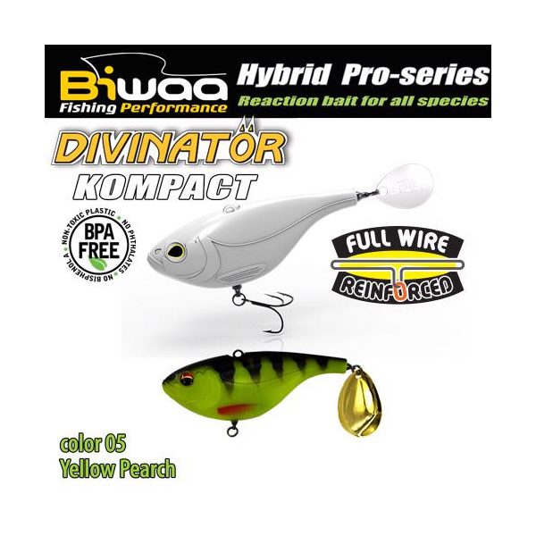 Biwaa Divinator Kompact 50 5cm 20gr 05 Yellow Perch Spinnertail 1Stk