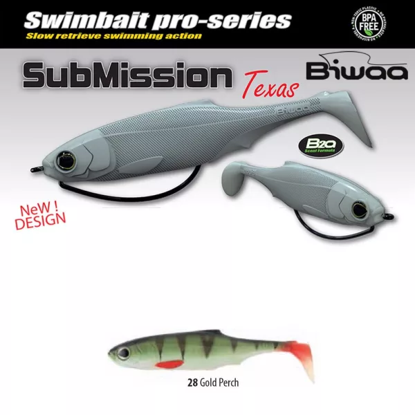 Biwaa Submission 10cm 28 Gold Perch Gummifisch 4Stk.