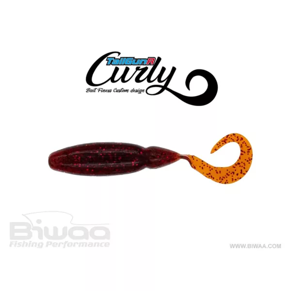 Biwaa Tailgunr Curly 9cm 012 Bloodworm Texas Craw Gummifisch 7Stk