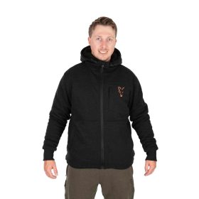 Fox Collection Black-Orange Sherpa Hoody Kapuzenpullover L