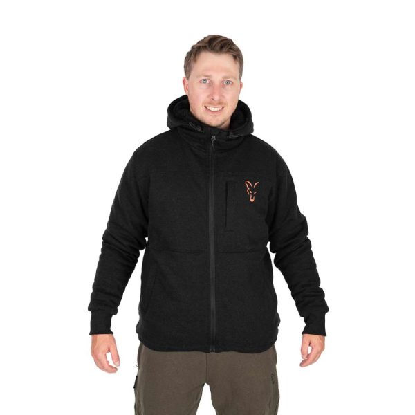 Fox Collection Black-Orange Sherpa Hoody Kapuzenpullover L