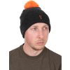 Fox Collection Bobble Hat Schwarz-Orange Bommelmütze