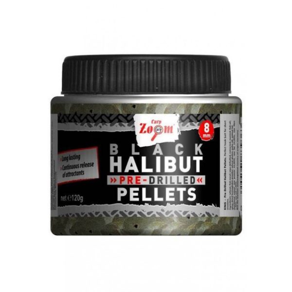 Carp Zoom CZ Schwarze vorgebohrte Halibut Hakenpellets, 20 mm, Halibut, 120 g